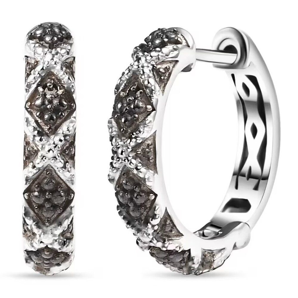 Green Diamond Accent Hoop Earrings